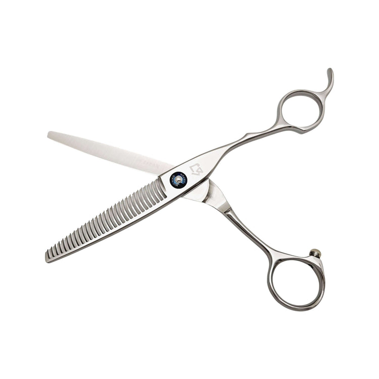 Hair thinning scissors on a white background