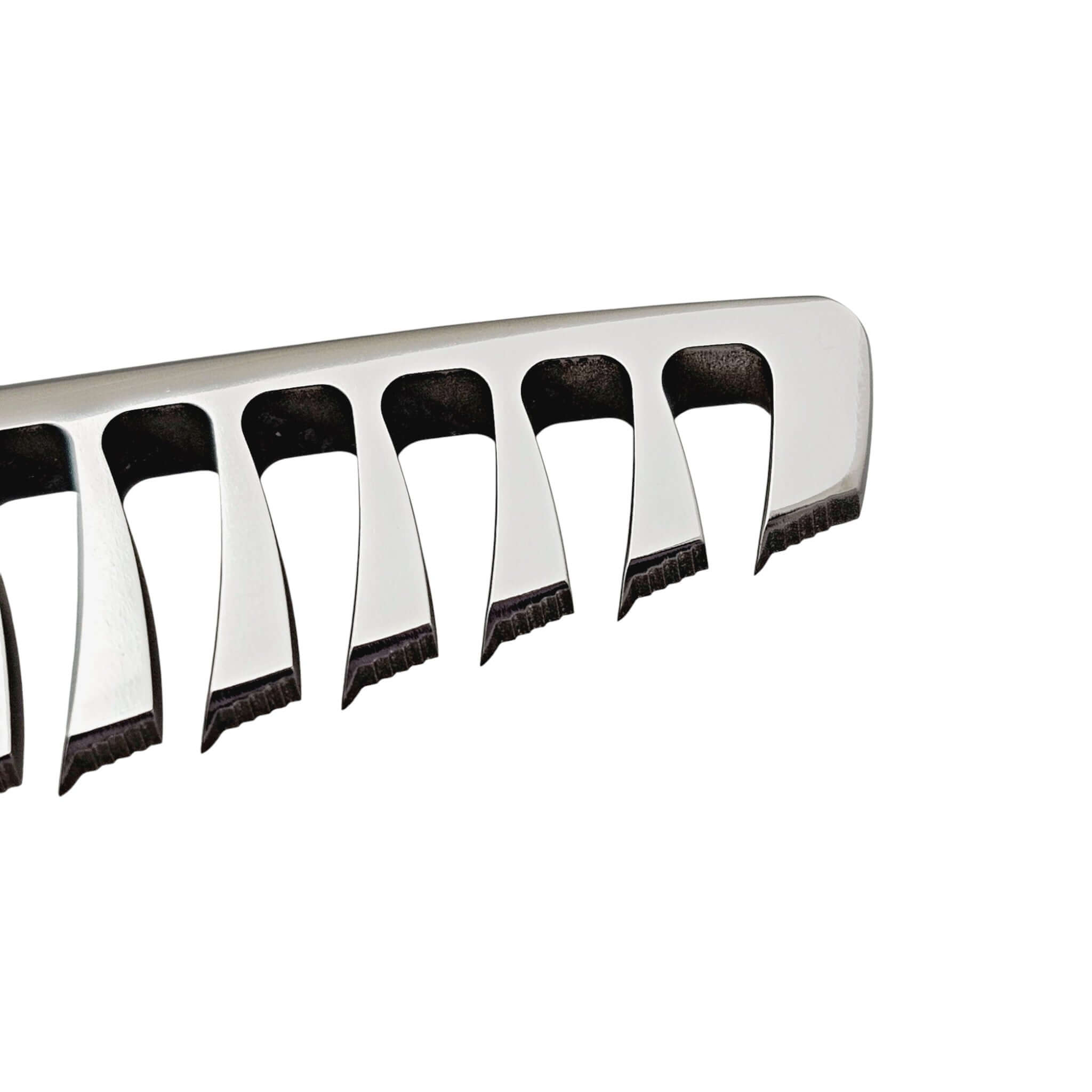 Close-up of hair texturizer teeth part on a white background