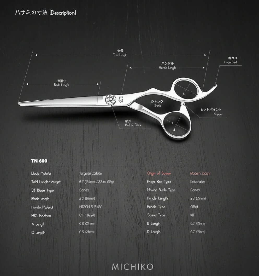 TN 600 Tungsten Carbide Dry Cut Scissors