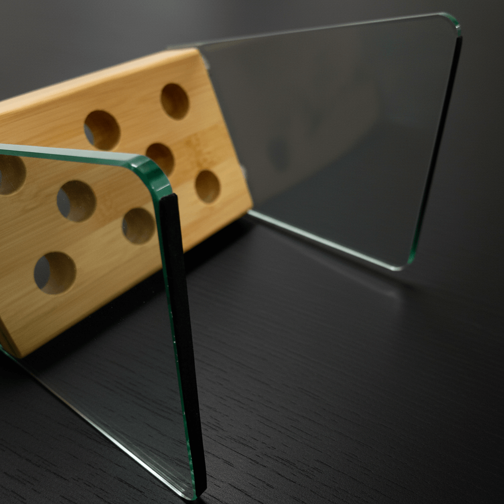 Premium Bamboo & Glass 8-Slot Hair Scissor Holder / Salon Organizer Block