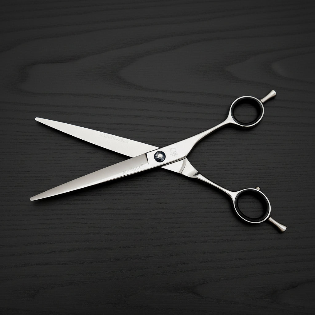 Hair cutting shears on a white background