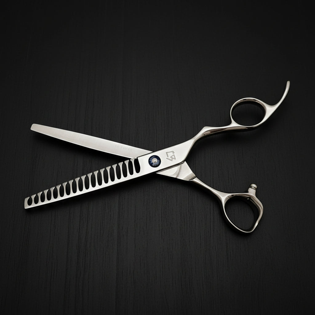 7 inch Hair texturizing shears on a white background