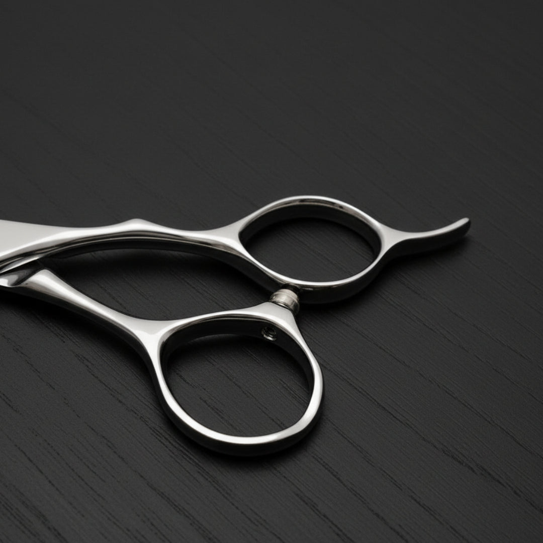 Silver hair scissors on a white background