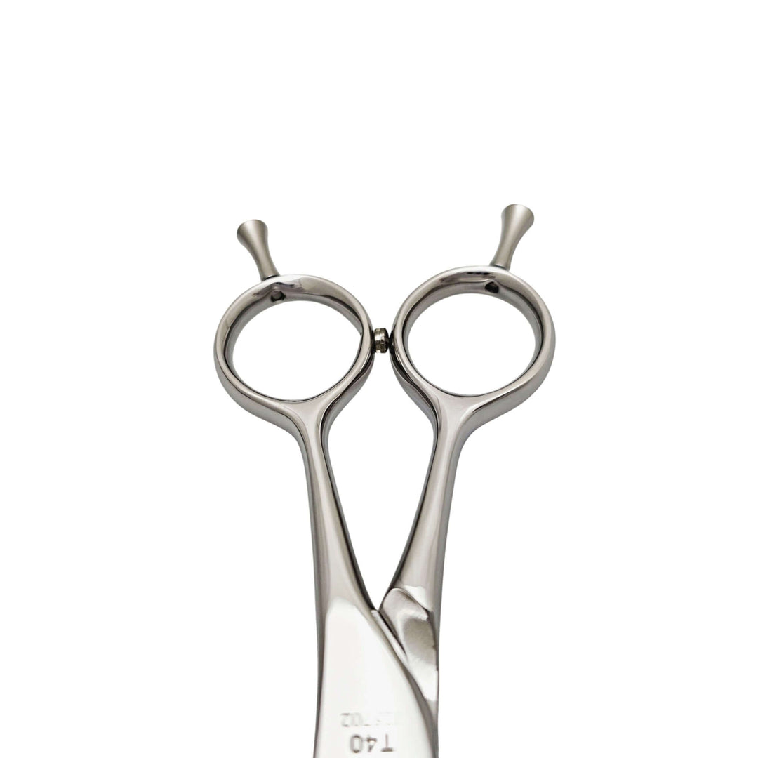 Hairdressing scissors handle on a white background