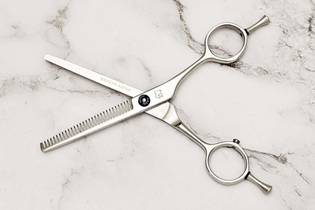 Hair thinning scissors on a white background