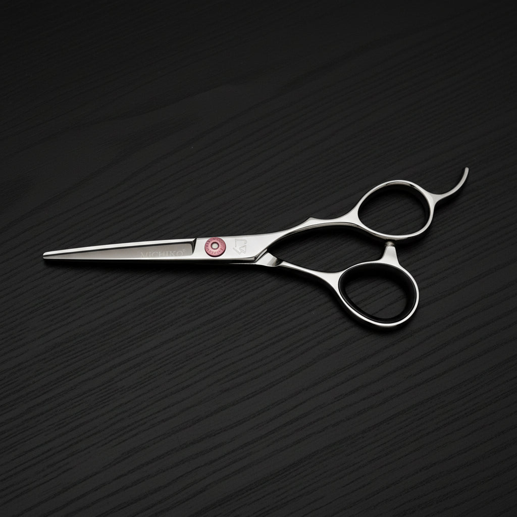 Professional Japanese hair cutting shears made from high carbon stainless steel with ergonomic design.