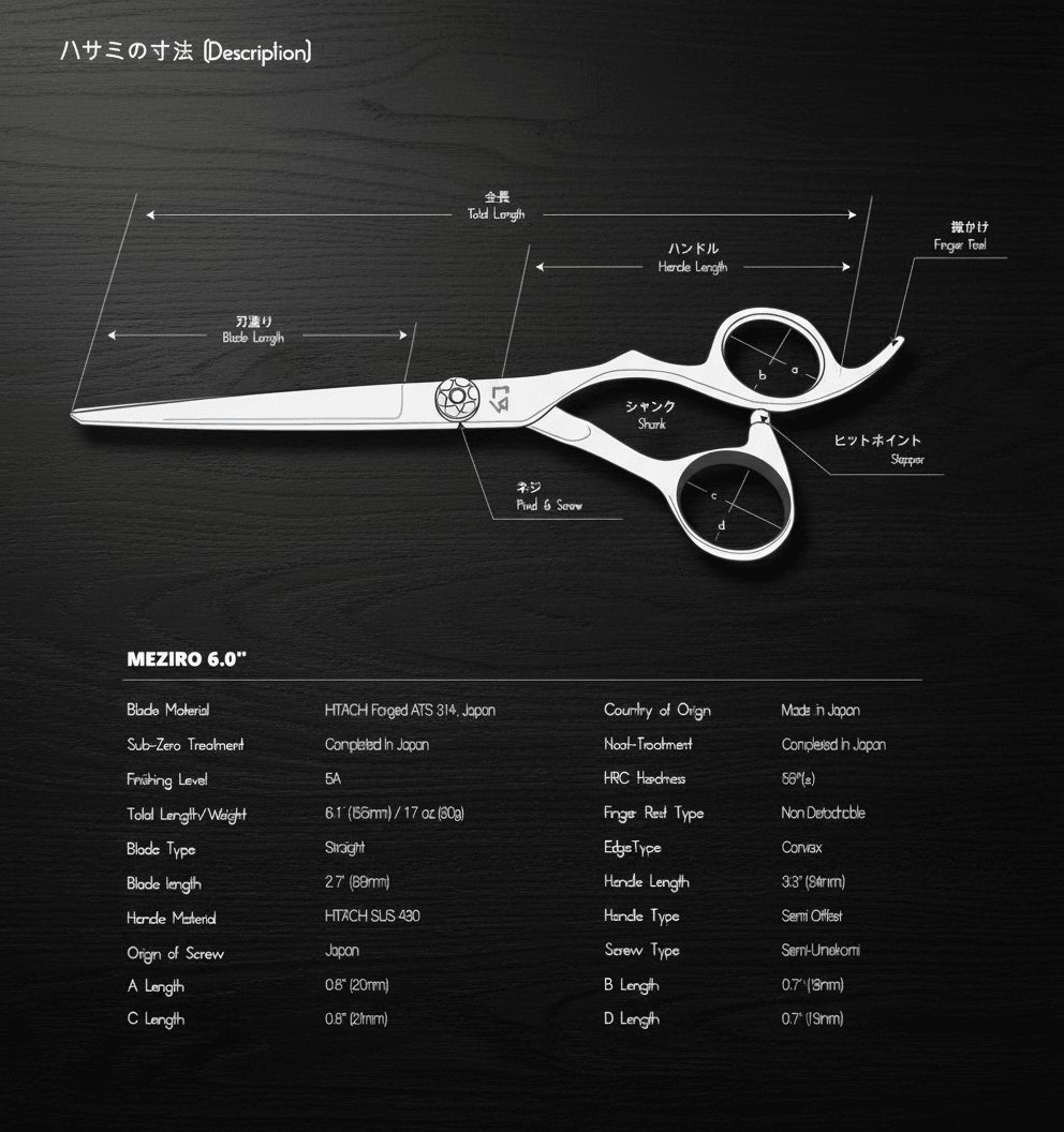 Left-Handed Hair Cutting Shears MEZIRO Series
