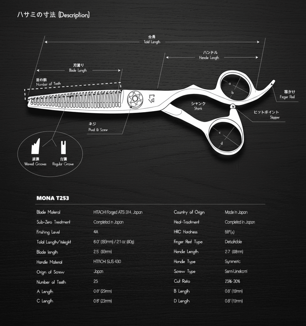 Blending Shears | Japanese 25T | MONA T253