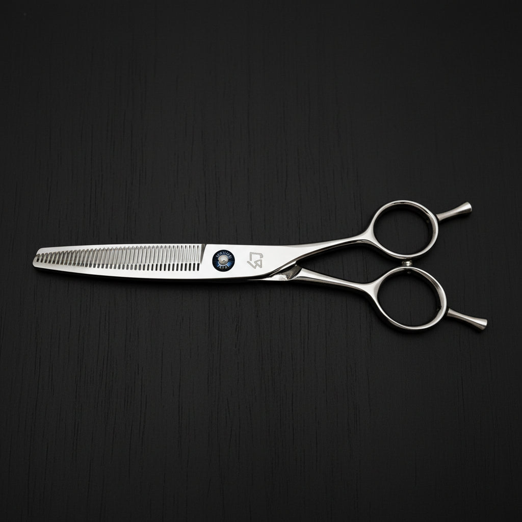 Hair thinning scissors on a white background