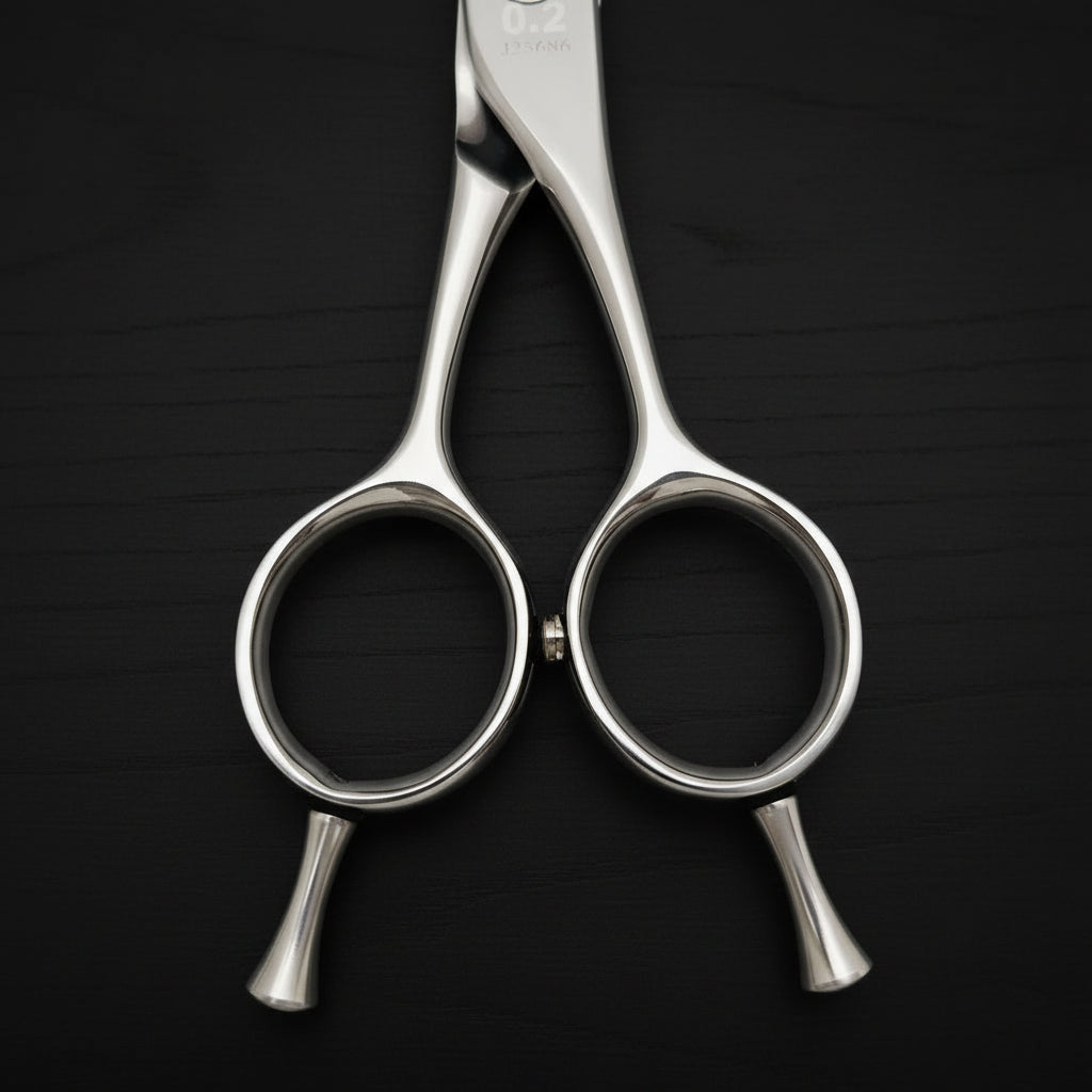 Hair cutting shears on a black background