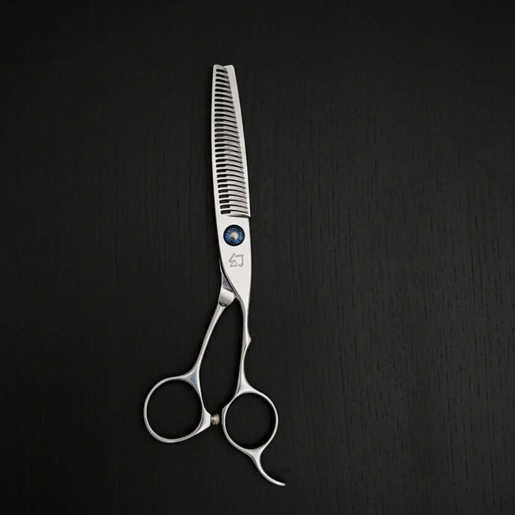 Hair thinning scissors on a black background