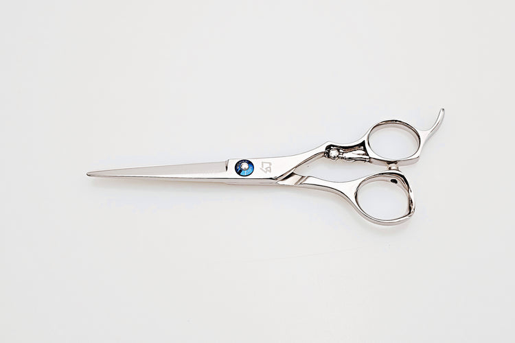 Pair of hair scissors on a white background