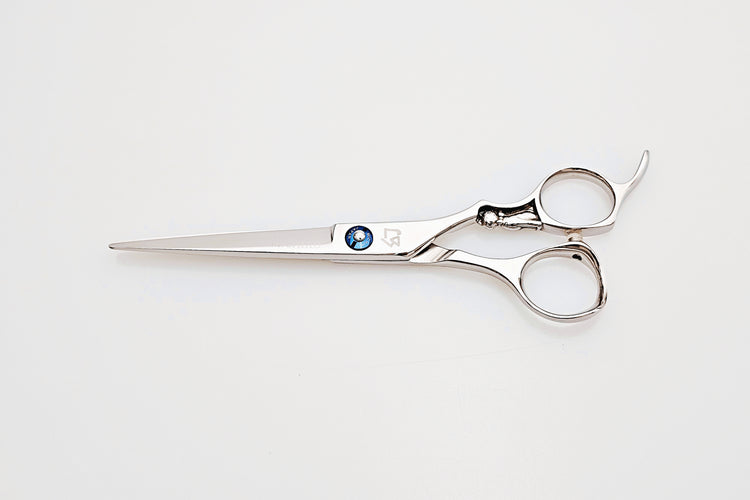Pair of hair scissors on a white background