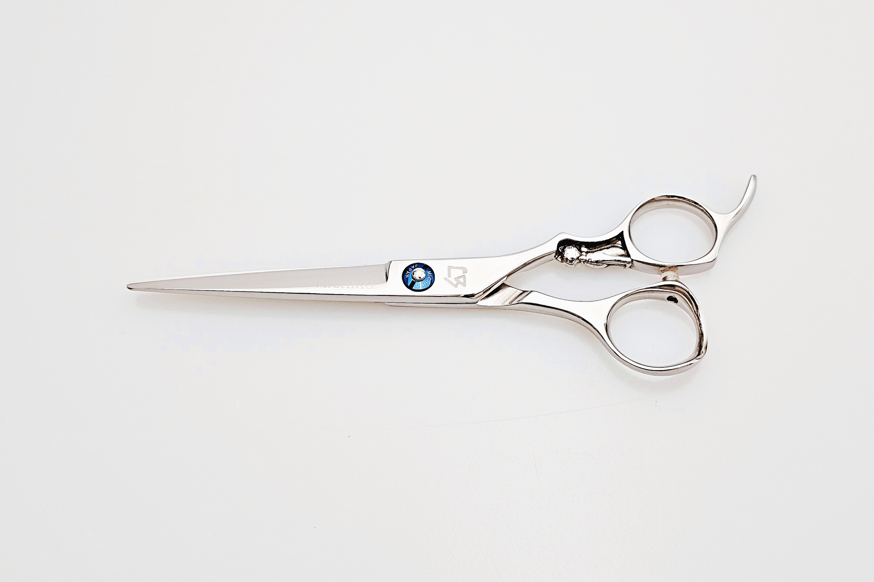 Pair of hair scissors on a white background