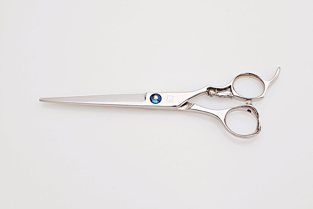 Pair of hair scissors on a white background