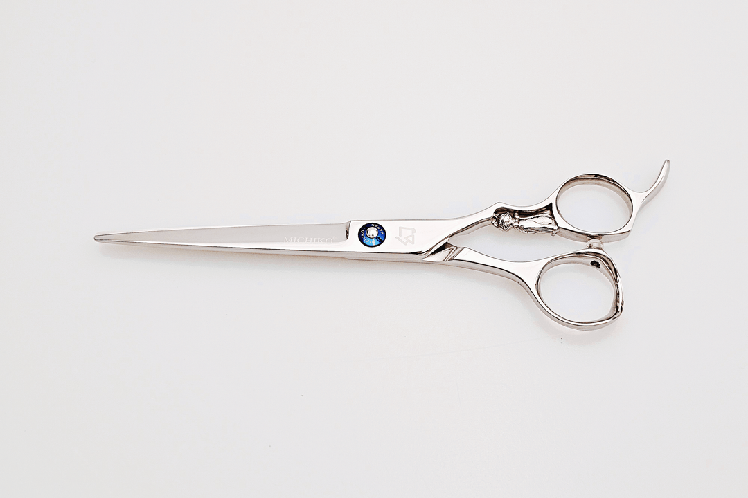 Pair of hair scissors on a white background