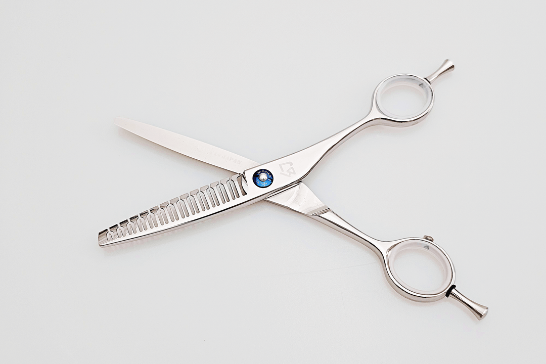 Hair thinning scissors on a white background