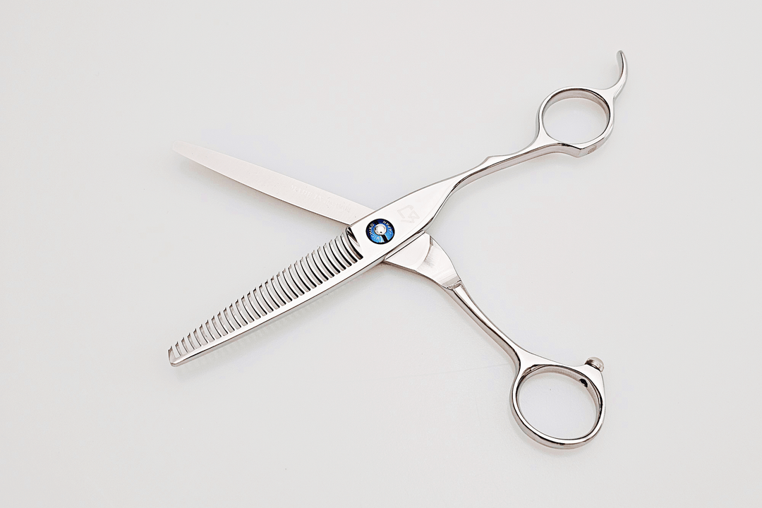 Hair thinning shears on a white background