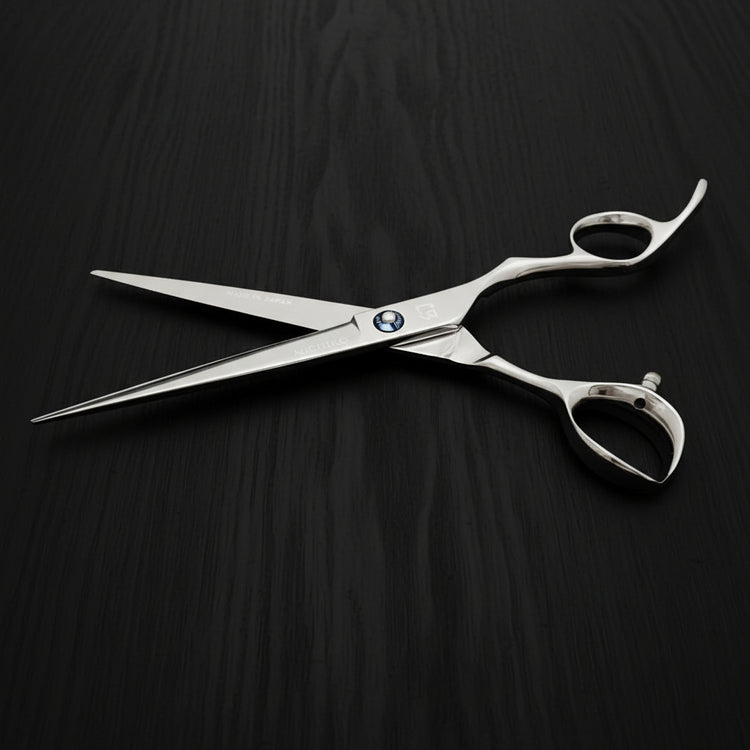 Professional Japanese Barber Shears made of premium cobalt alloy with convex edge and ergonomic handle.