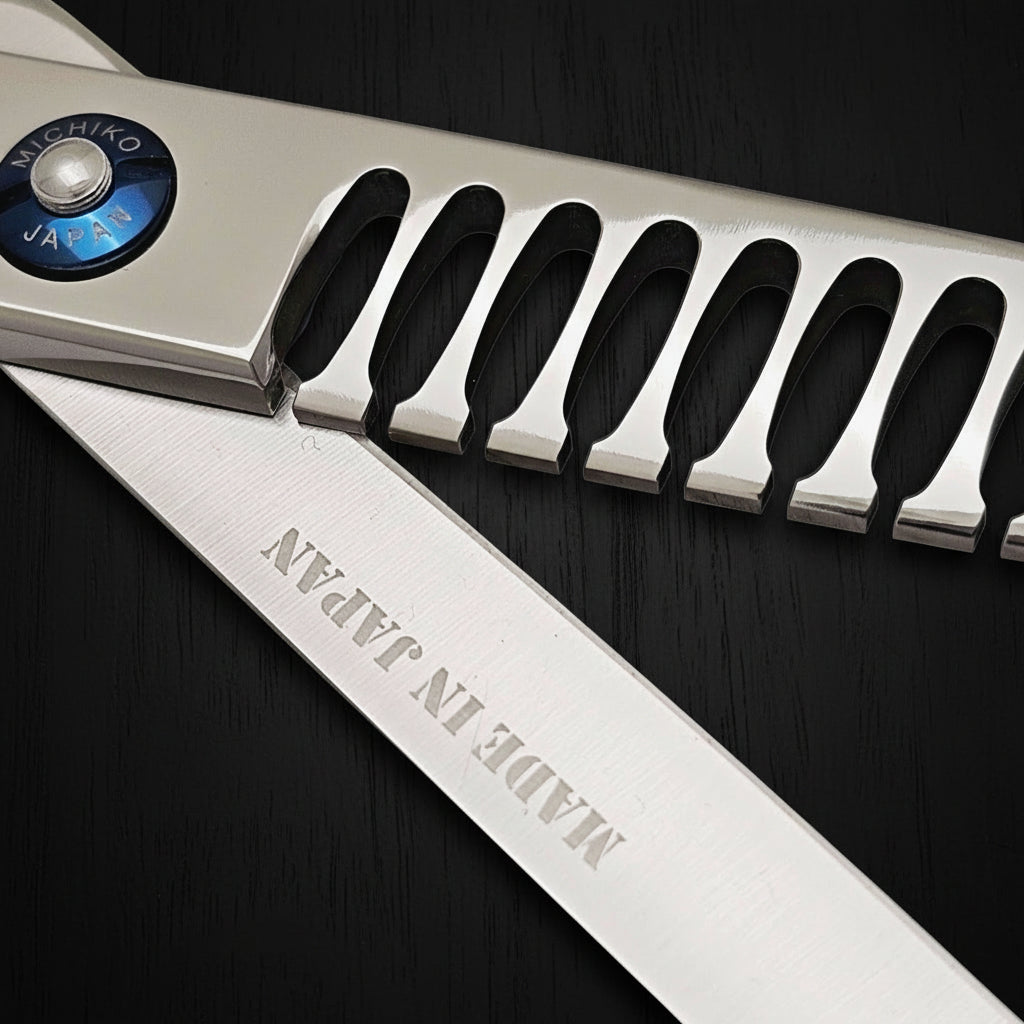 Hair texturizer with visible brand name 'MICHIKO' and 'Made in Japan' text on a black background