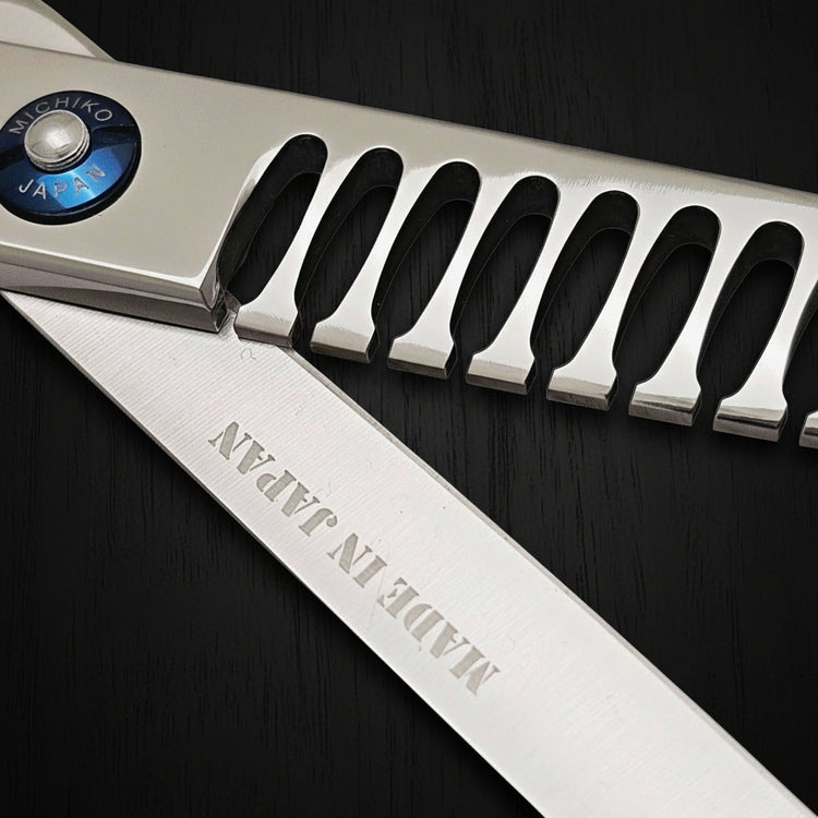 Hair texturizer with visible brand name 'MICHIKO' and 'Made in Japan' text on a black background