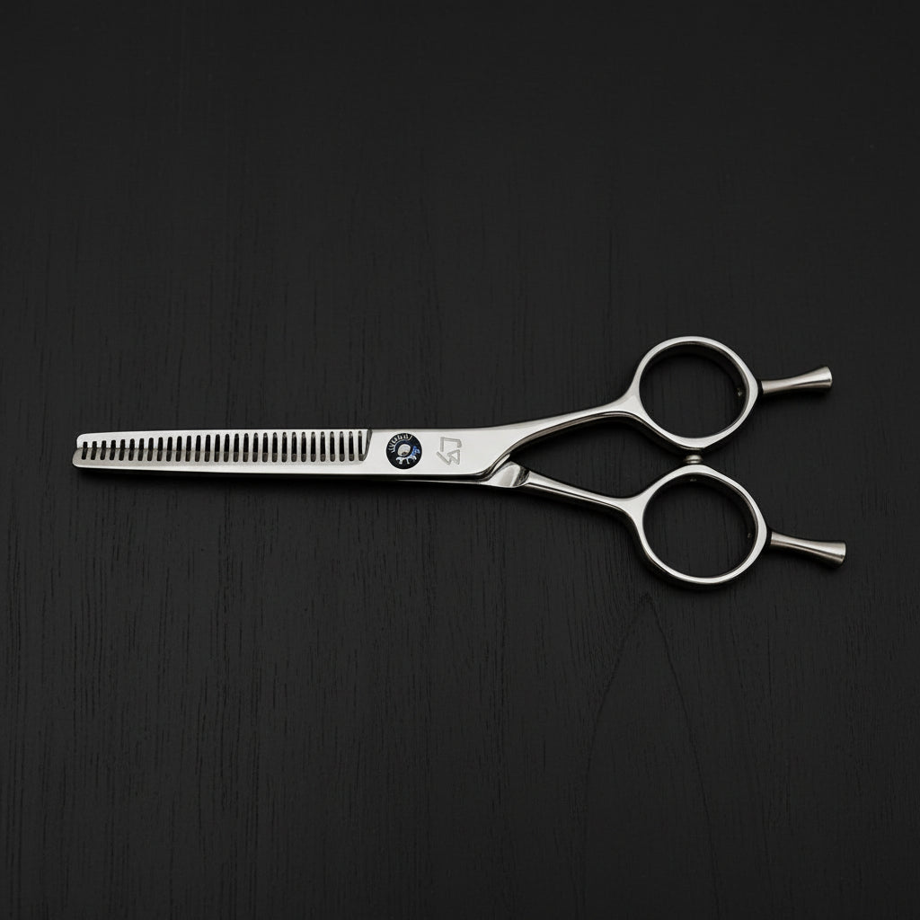 Hair thinning scissors on a white background
