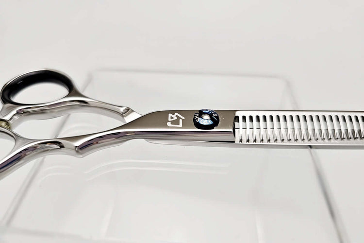 Hair thinning shears on a white background