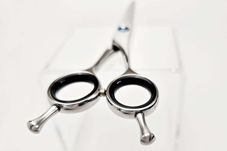 Pair of black-handled scissors on a white background