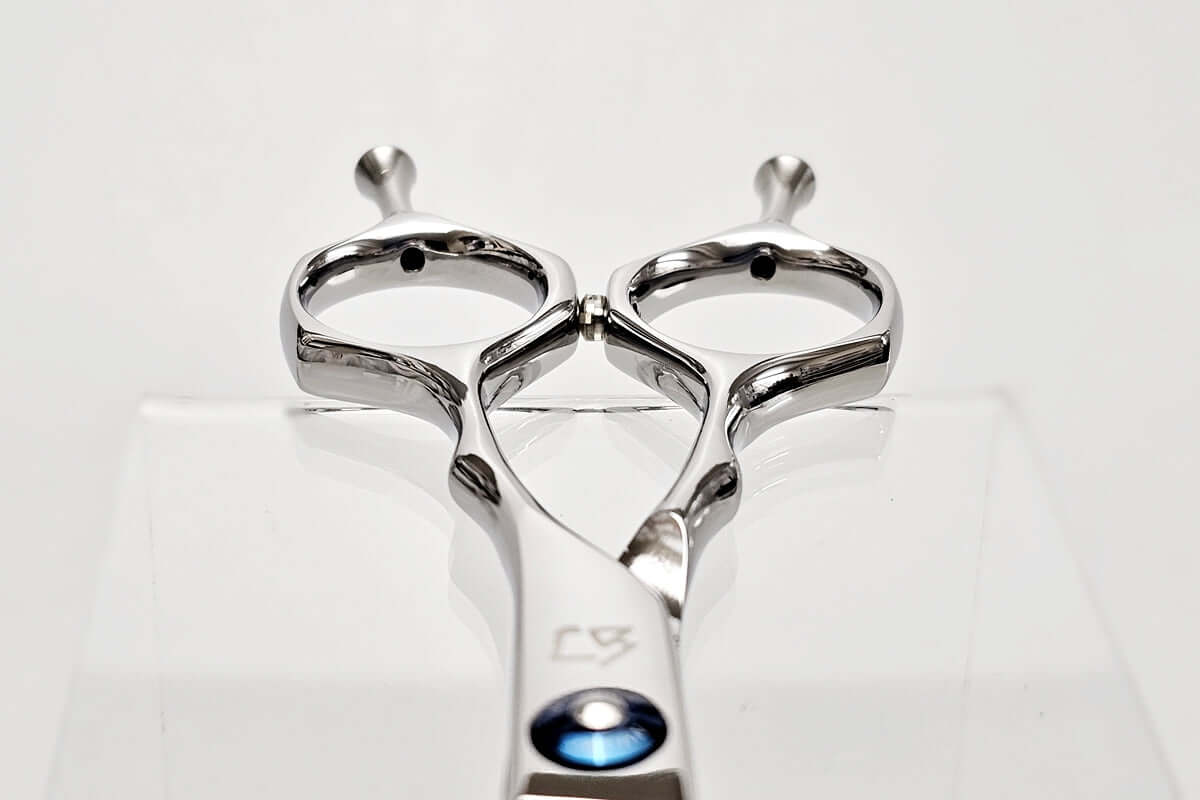 Silver hair shears on a white background