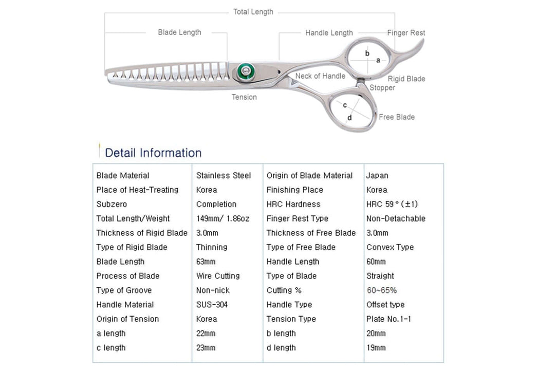 W-DIA 6015 Offset Handle Hair Texturizing Barber Shears