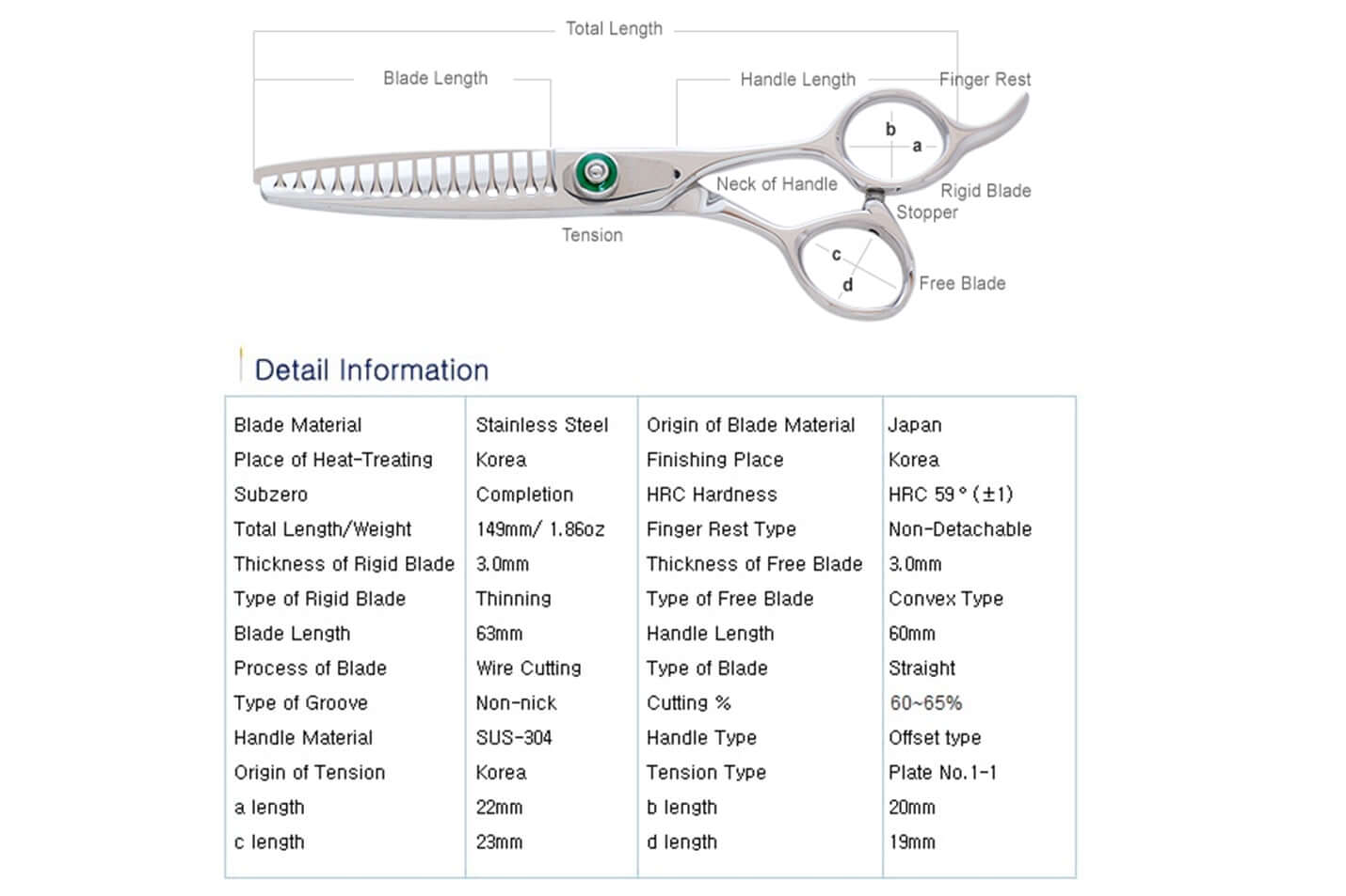 W-DIA 6015 Offset Handle Hair Texturizing Barber Shears