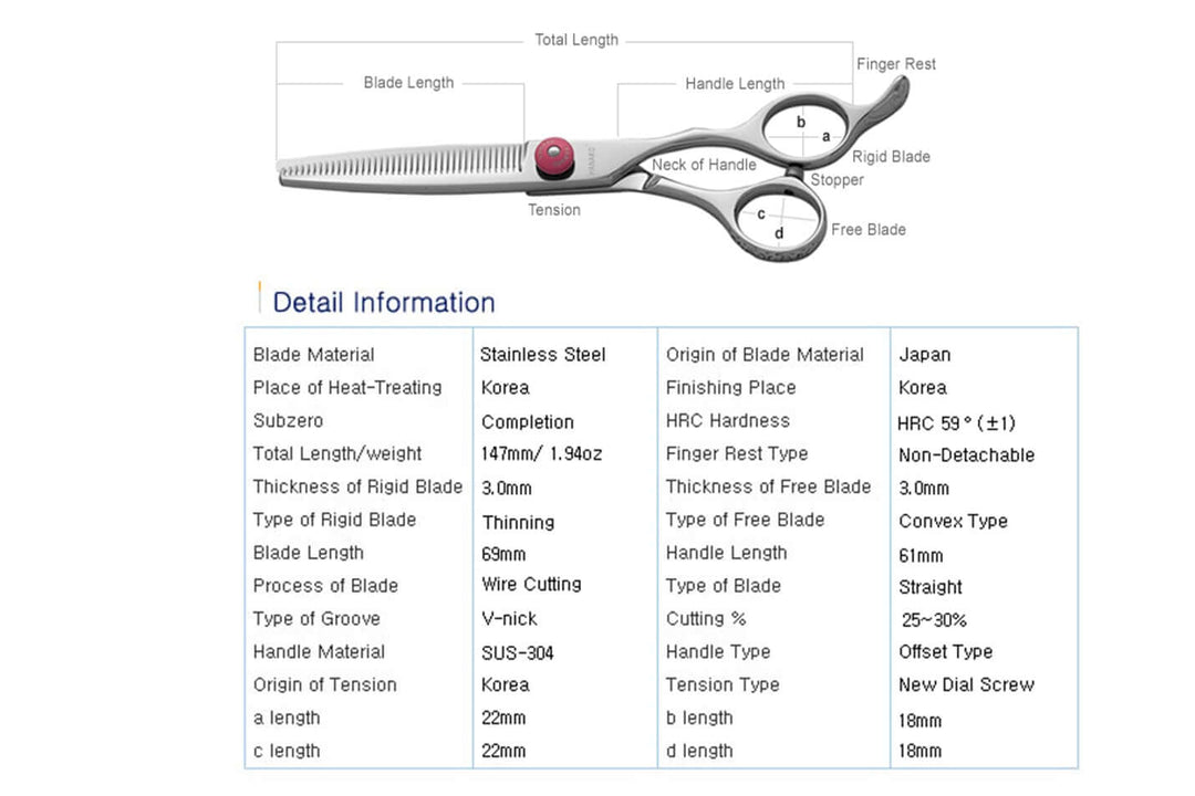 ART 6040 Barber Shears - T40 Thinner, Offset Handle