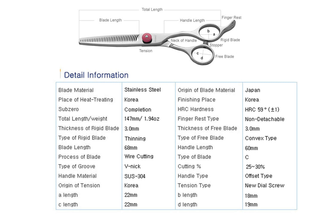 ART 6035 Offset Handle Hair Thinning Shears