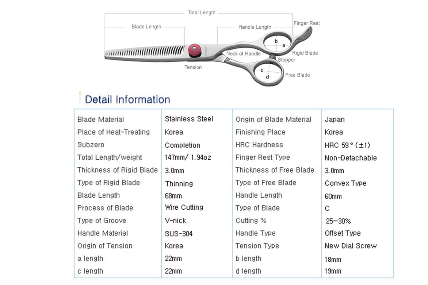 ART 6035 Offset Handle Hair Thinning Shears