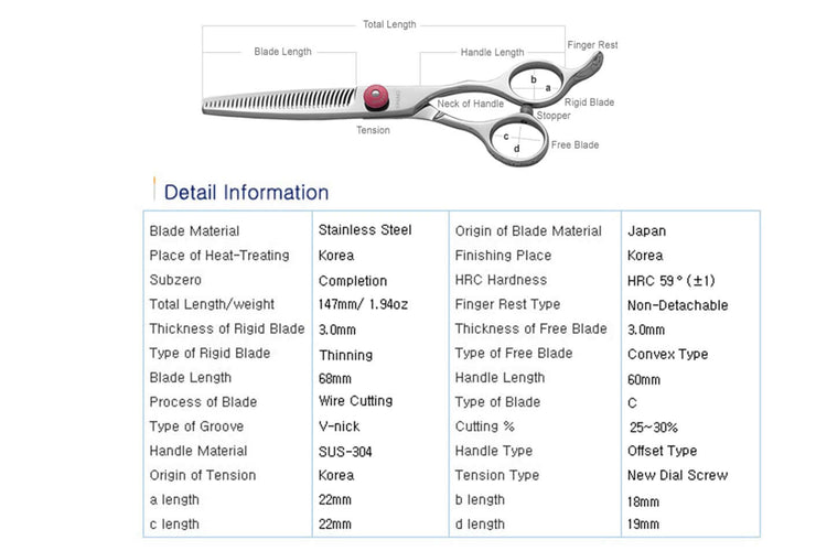 ART 6035 Offset Handle Hair Thinning Shears