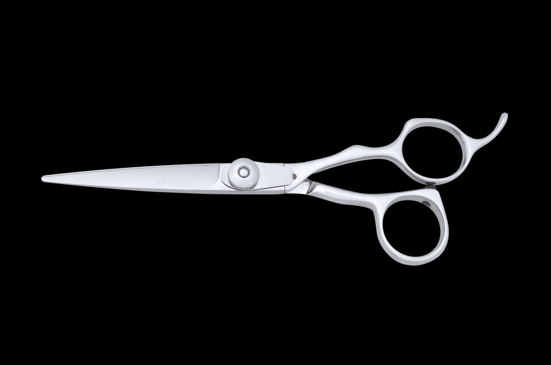 Front view of the TX 550 Tungsten hair cutting scissors in closed position.