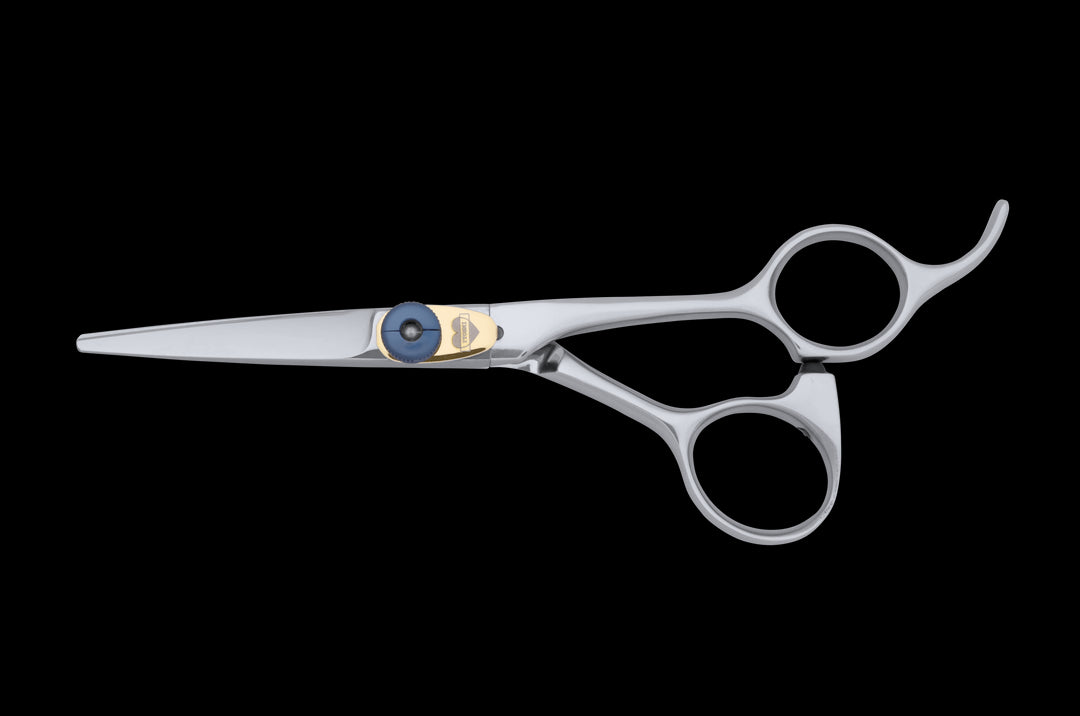 Front view of the TY 500 Tungsten hair cutting scissors in closed position.