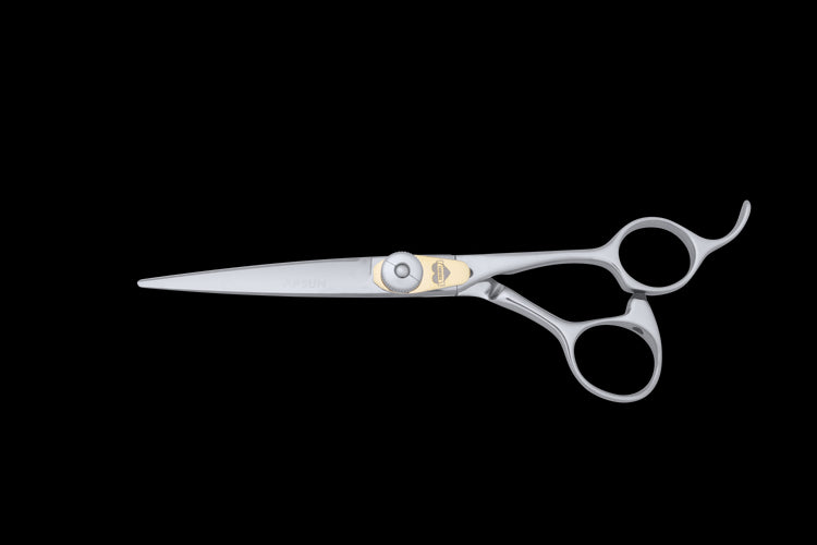 Front view of the TY 550 Tungsten hair cutting scissors in closed position.